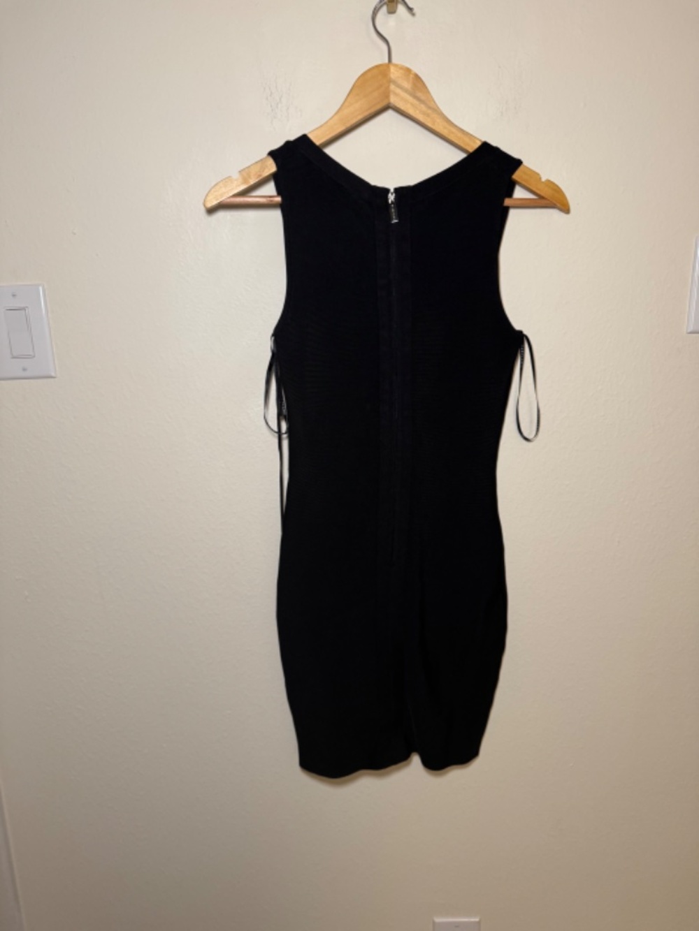 Marciano Los Angeles Black Bandage Bodycon Dress Lace-Up Front Sleeveless Small - Picture 5 of 6
